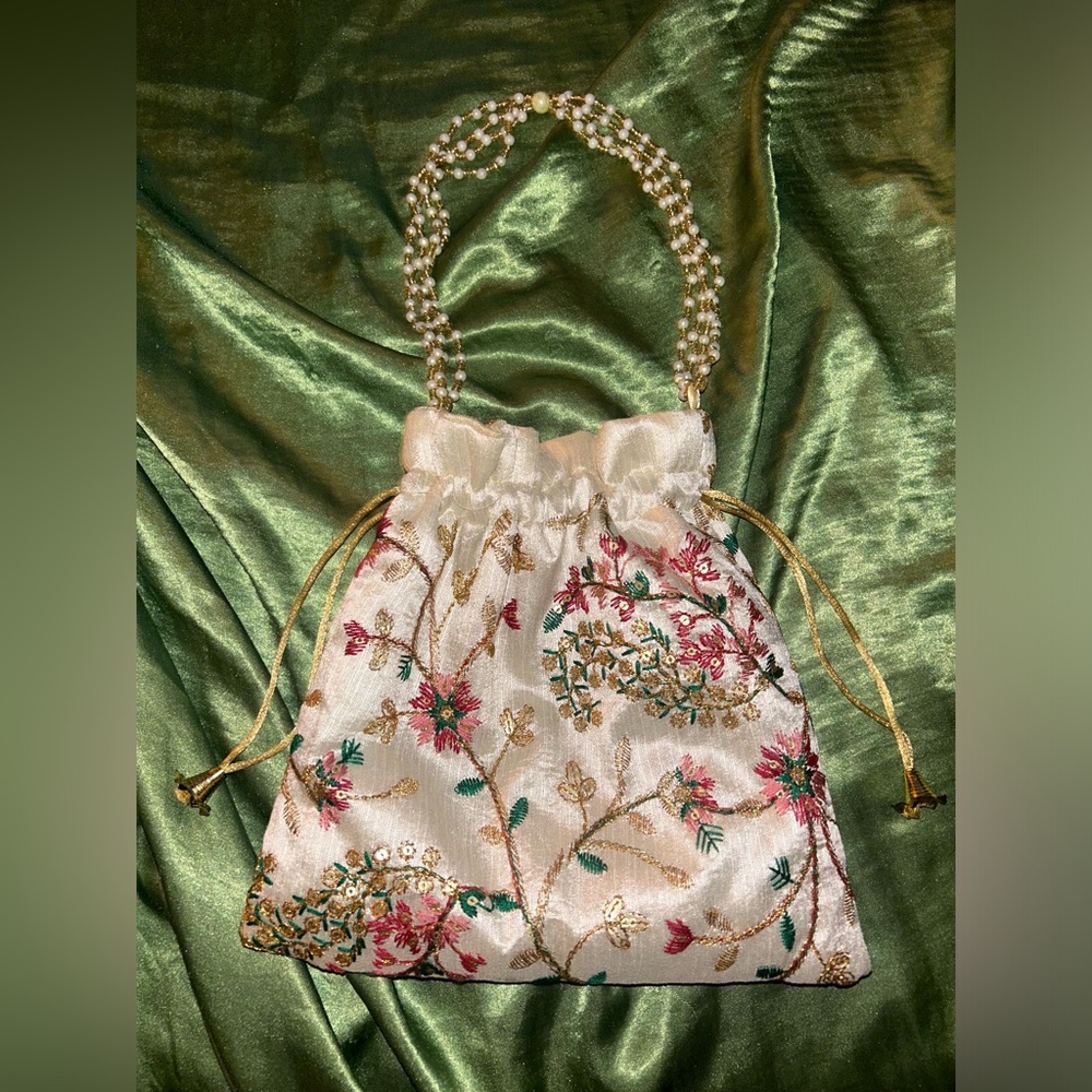 embroidered floral embroidered handmade satin bag